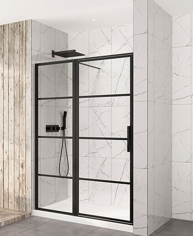 Zitta Materia 60 inch matte black alcove shower door
