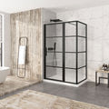 Porte de douche 54" x 32", en coin rectangulaire décalée, mur à gauche, en noir mat
