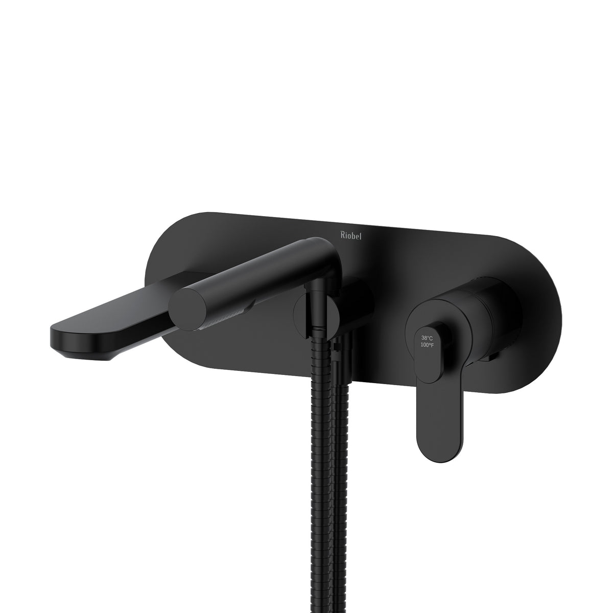 Riobel TIN21 Interval wall mount thermostatic pressure balance tub filler trim in black