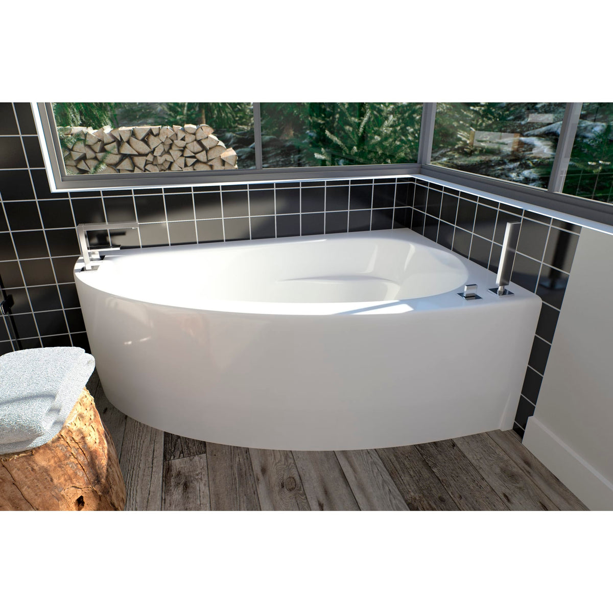 Corner bathtub for tight spaces