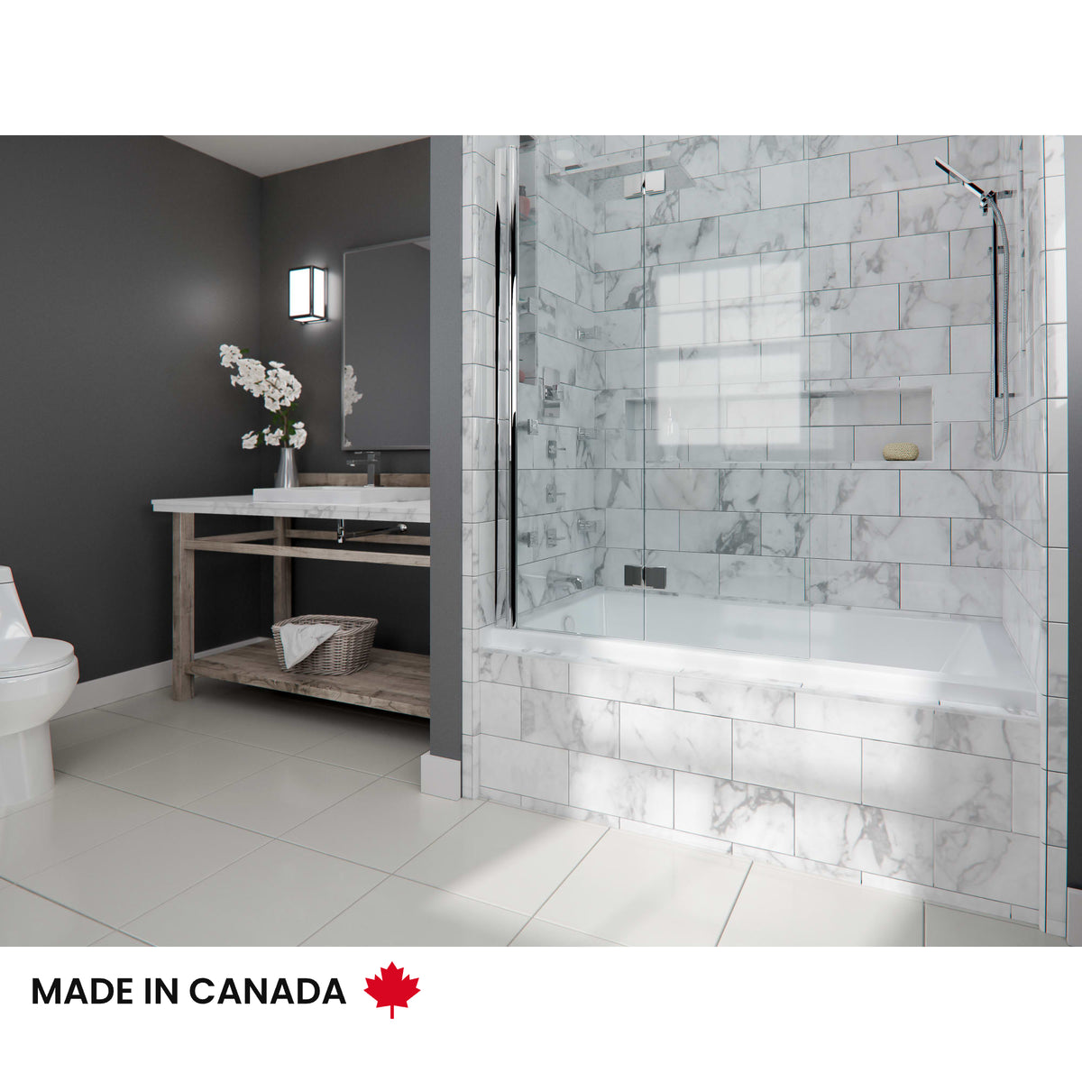 Albana acrylic alcove bathtub installed view
