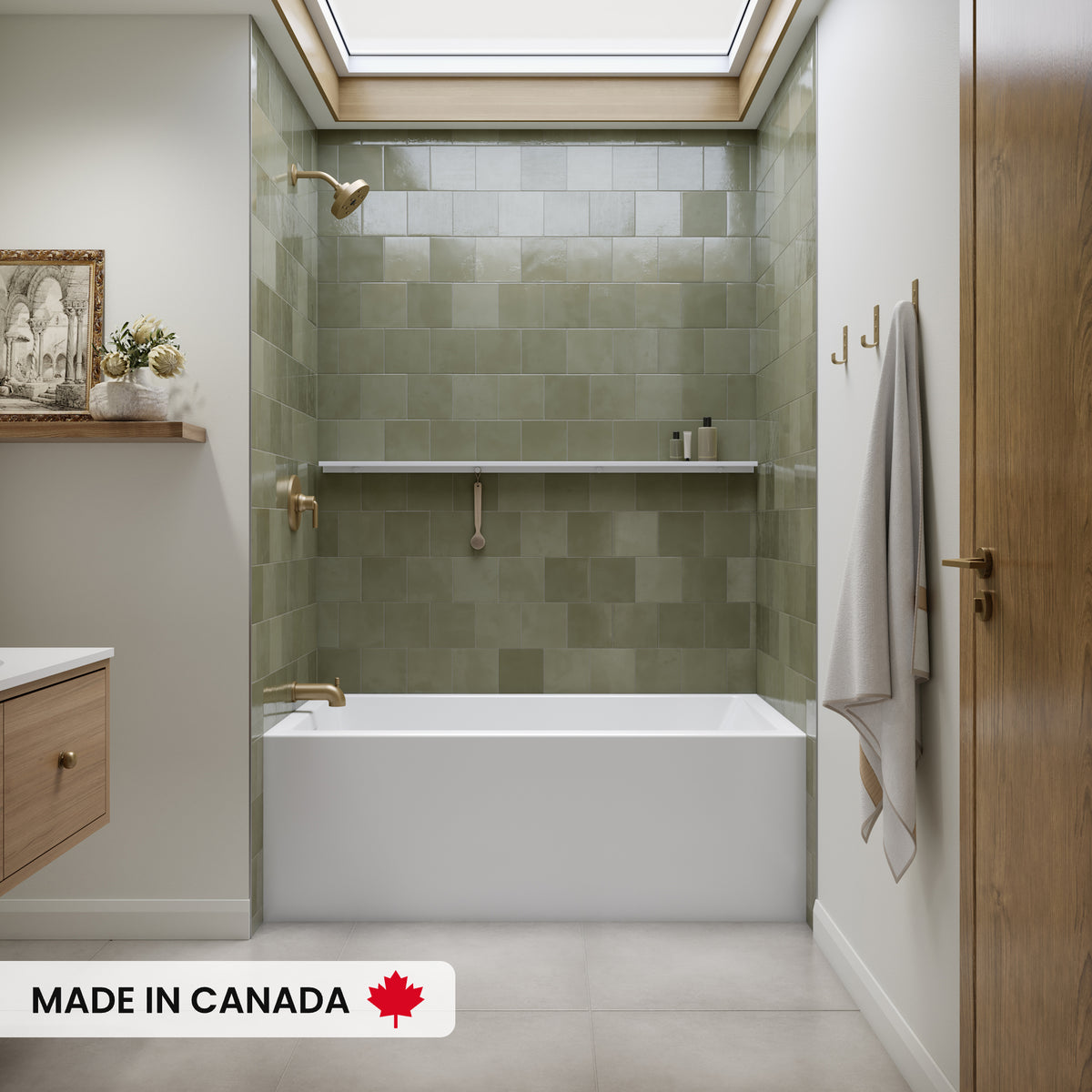 Clermont acrylic alcove bathtub installed view