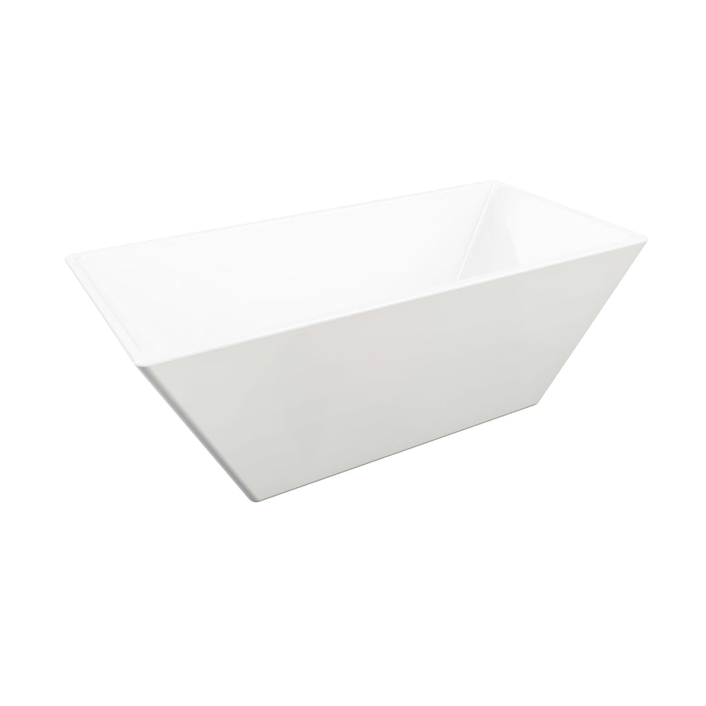 Baignoire îlot rectangulaire en acrylique Prague F1 3260 AFR avec drain central, de couleur blanche