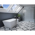 Baignoire îlot rectangulaire en acrylique Prague F1 3260 AFR avec drain central, de couleur blanche